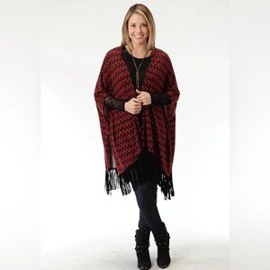Roper WOMENS RED AND BLUE CHEVRON PRINT PONCHO Size XL NEW!